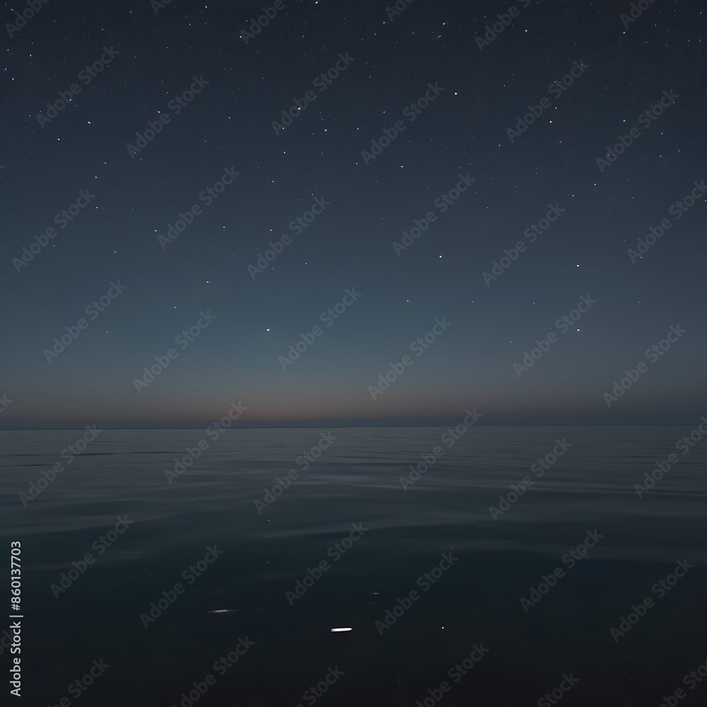 The stars reflecting off the calm surface of the ocean, with the horizon line barely visible. The stars reflecting off the calm surface of the ocean, with the horizon line barely visible.