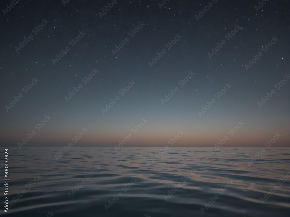 The stars reflecting off the calm surface of the ocean, with the horizon line barely visible. The stars reflecting off the calm surface of the ocean, with the horizon line barely visible.