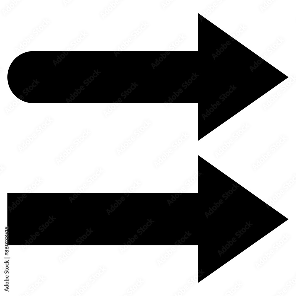 Black arrow. Arrow pointing forward. Arrow isolated on white background Black arrow. Arrow pointing forward. Arrow isolated on white background