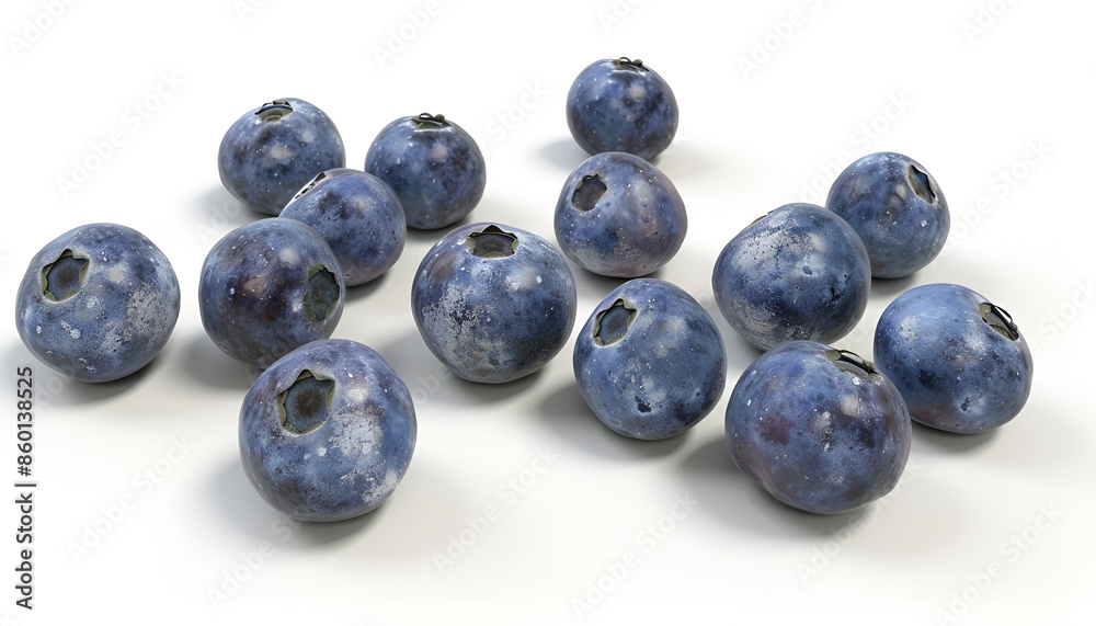 Blueberries collection set, isolated. Blueberry with leaves, closeup set Blueberries collection set, isolated. Blueberry with leaves, closeup set