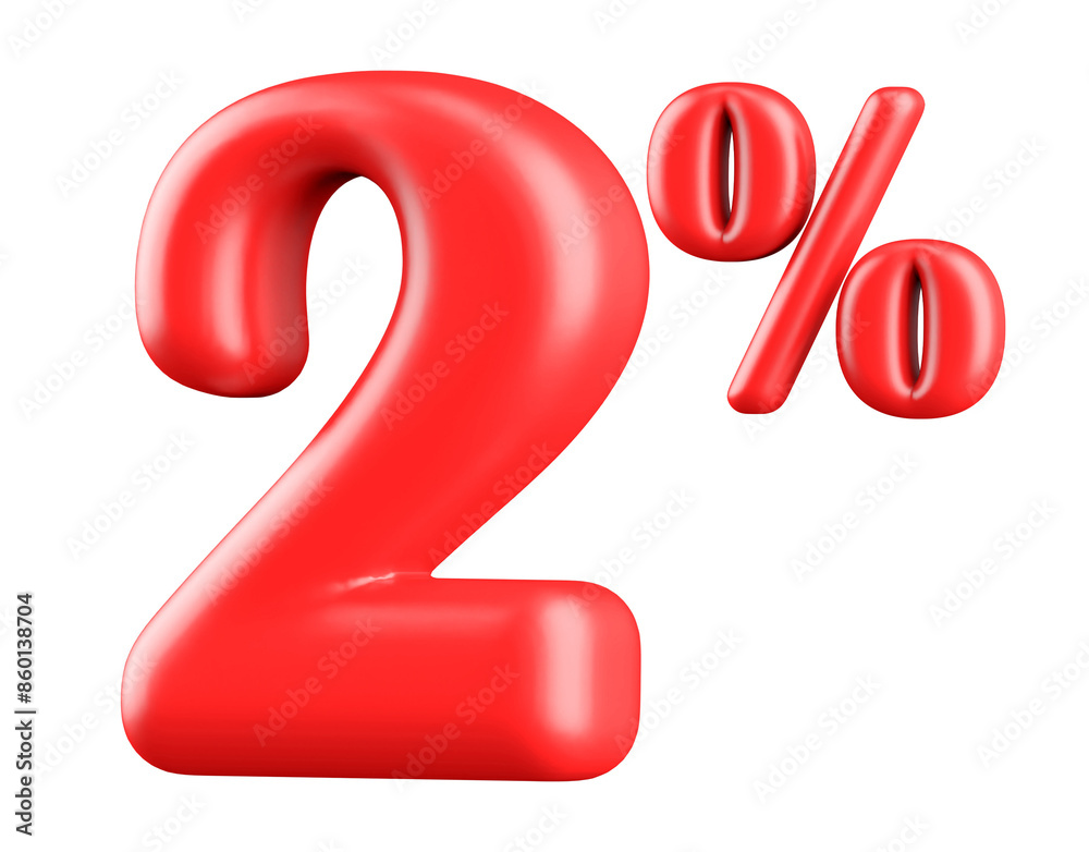 2 Percent Off Sale Red Number 3D 2 Percent Off Sale Red Number 3D
