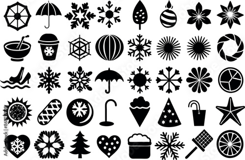 Holiday & Seasons related concept editable stroke outline icons isolated on white background flat vector illustration