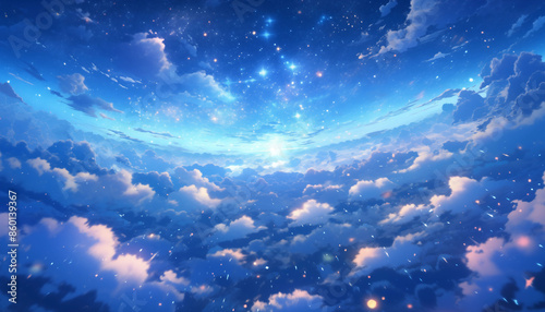 Obraz na płótnie Beautiful cartoon illustration of starry sky
w salonie