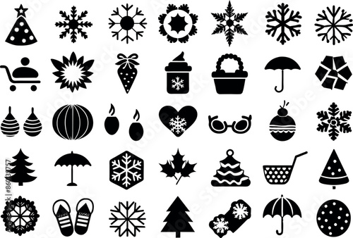 Holiday & Seasons related concept editable stroke outline icons isolated on white background flat vector illustration