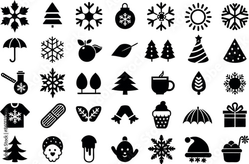 Holiday & Seasons related concept editable stroke outline icons isolated on white background flat vector illustration