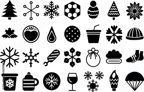 Holiday & Seasons related concept editable stroke outline icons isolated on white background flat vector illustration
