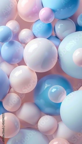 Abstract pastel-colored 3D spheres with soft hues and smooth textures