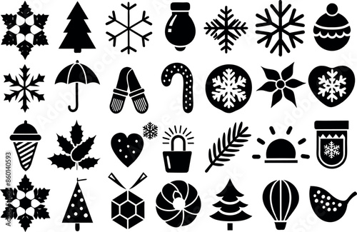 Holiday & Seasons related concept editable stroke outline icons isolated on white background flat vector illustration