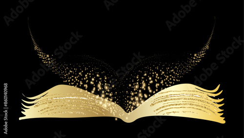 Burning with fire and smoke Holy Bible. Gold Ancient Book banner, illuminated message.