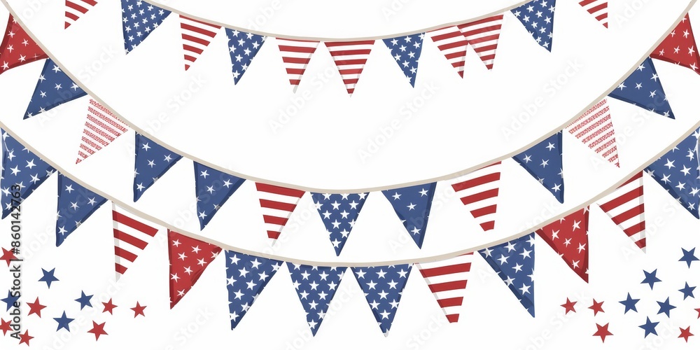 Fototapeta premium Patriotic Memorial Day background with stars and stripes bunting.