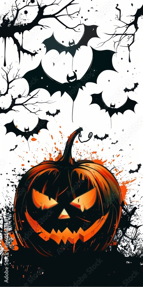 Sinister Halloween Theme on White Background