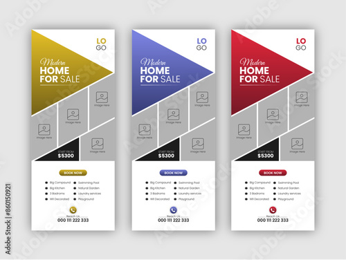 Creative Real Estate Roll Up Banner Design, Pull Up Banner Design, Vector Graphic Design