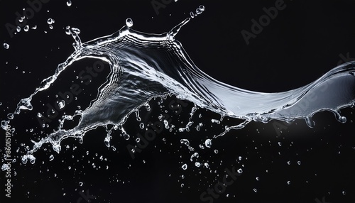 water splash isolated on black background photo