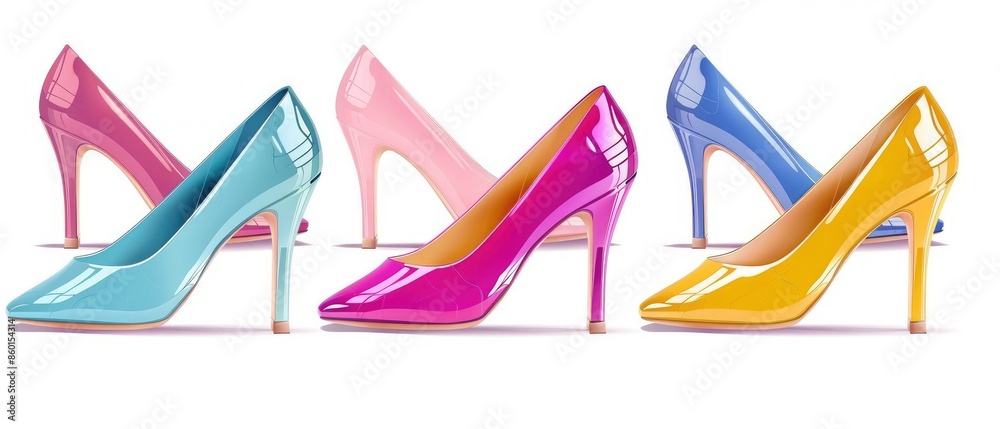 Set of High Heels Shoes Isolated on White Background Set of High Heels Shoes Isolated on White Background