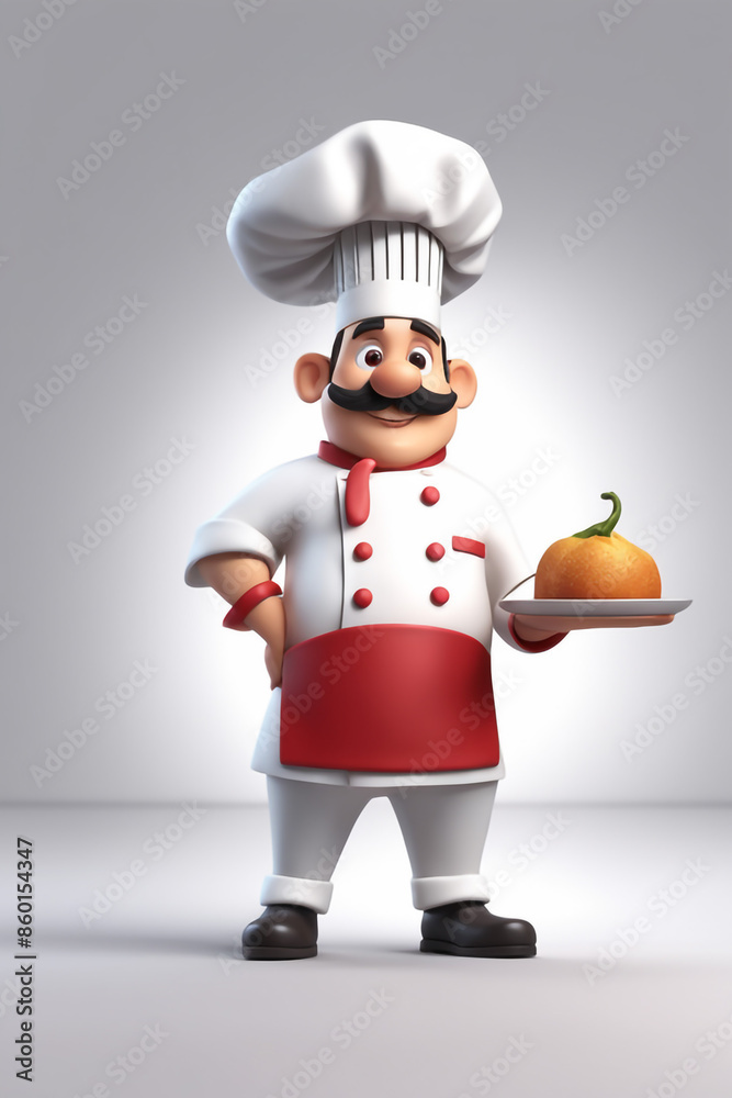 3d character cartoon chef on white paper background full body isloted background
3d character cartoon chef on white paper background full body isloted background