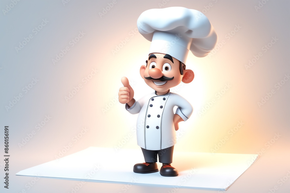 3d character cartoon chef on white paper background full body isloted background
3d character cartoon chef on white paper background full body isloted background