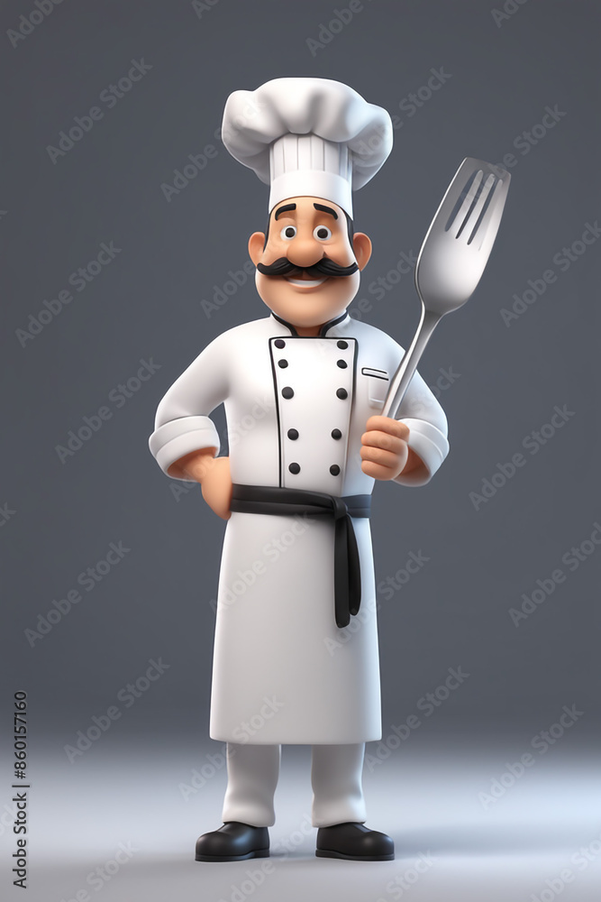 3d character cartoon chef on white paper background full body isloted background
3d character cartoon chef on white paper background full body isloted background