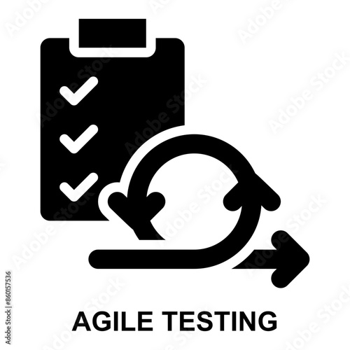 agile testing, testing, evaluation, agile, project management, requirement solid glyph icon