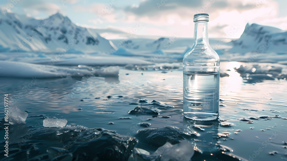 Pure Arctic Waters: Fresh Water Bottle in Frozen Landscape Pure Arctic Waters: Fresh Water Bottle in Frozen Landscape