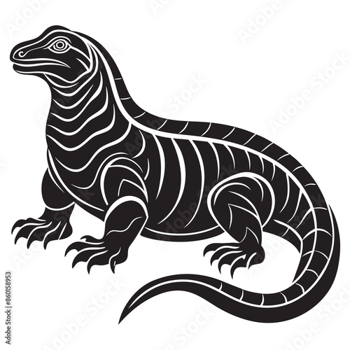 Komodo dragon animal silhouette reptile icon