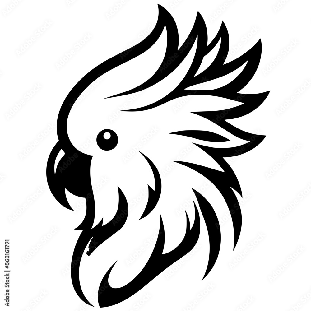 Obraz premium Cockatoo bird head logo silhouette
