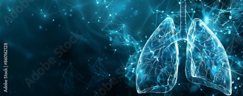 futuristic medical research or lungs health care with diagnosis and vitals biometrics for clinical hospital asthma and respiratory cancer.