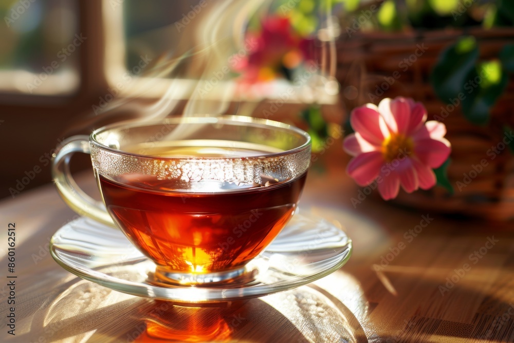 a cup of Black tea, Close-up View a cup of Black tea, Close-up View