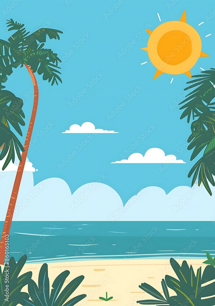 Fototapeta premium Beach Palm nature island beautiful background design.