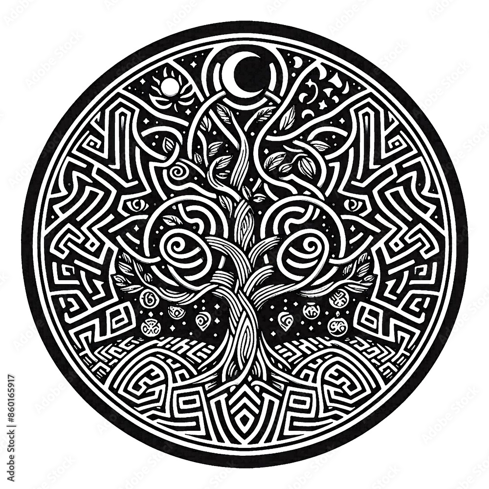 Tree and roots vector, tree with round shape
Tree and roots vector, tree with round shape