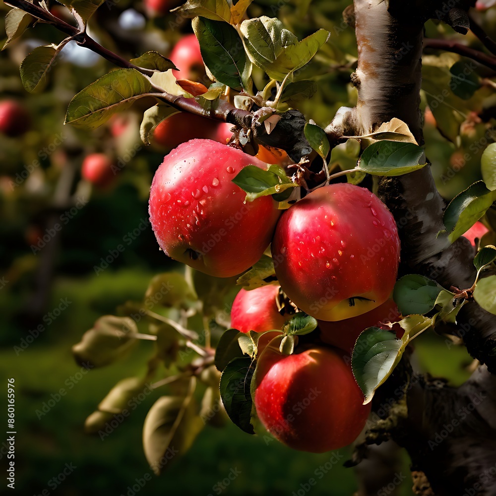 An apple tree holds apples, Generative AI
