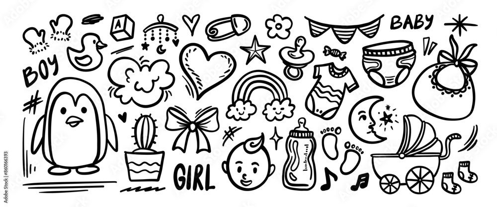 Hand drawn doodle vector set. Collection of cute hand drawn doodle. Hand drawn doodle vector set. Collection of cute hand drawn doodle.