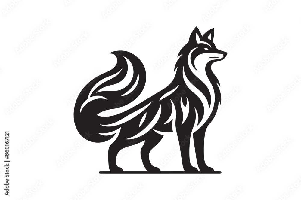 Fototapeta premium Vector illustration for a silhouette design of a fox.