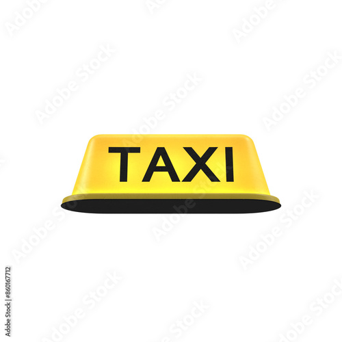 Yellow taxi sign on blue background. Simple employment, work. Tourist moving around the city
