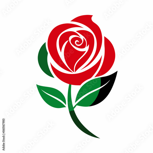 red rose with leaves