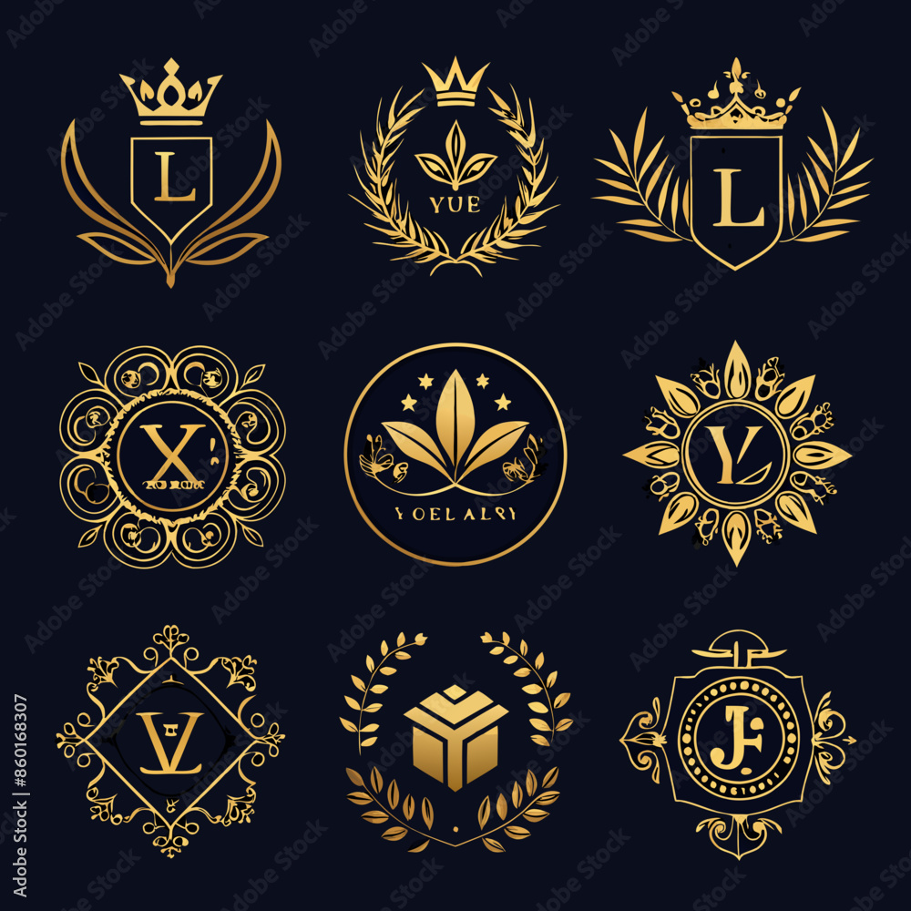 set of gold framed labels set of gold framed labels