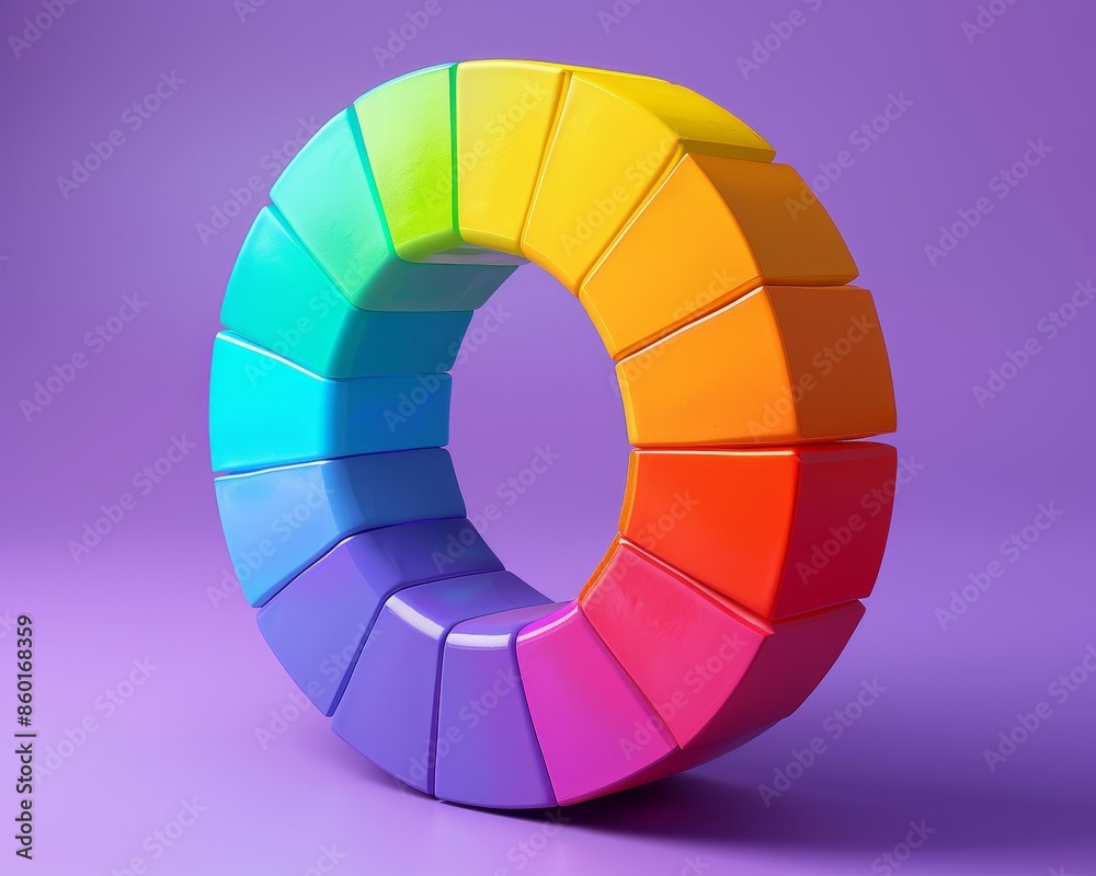 Obraz premium 3D clay of a doughnut chart showing customer satisfaction ratings, isolated on a violet background