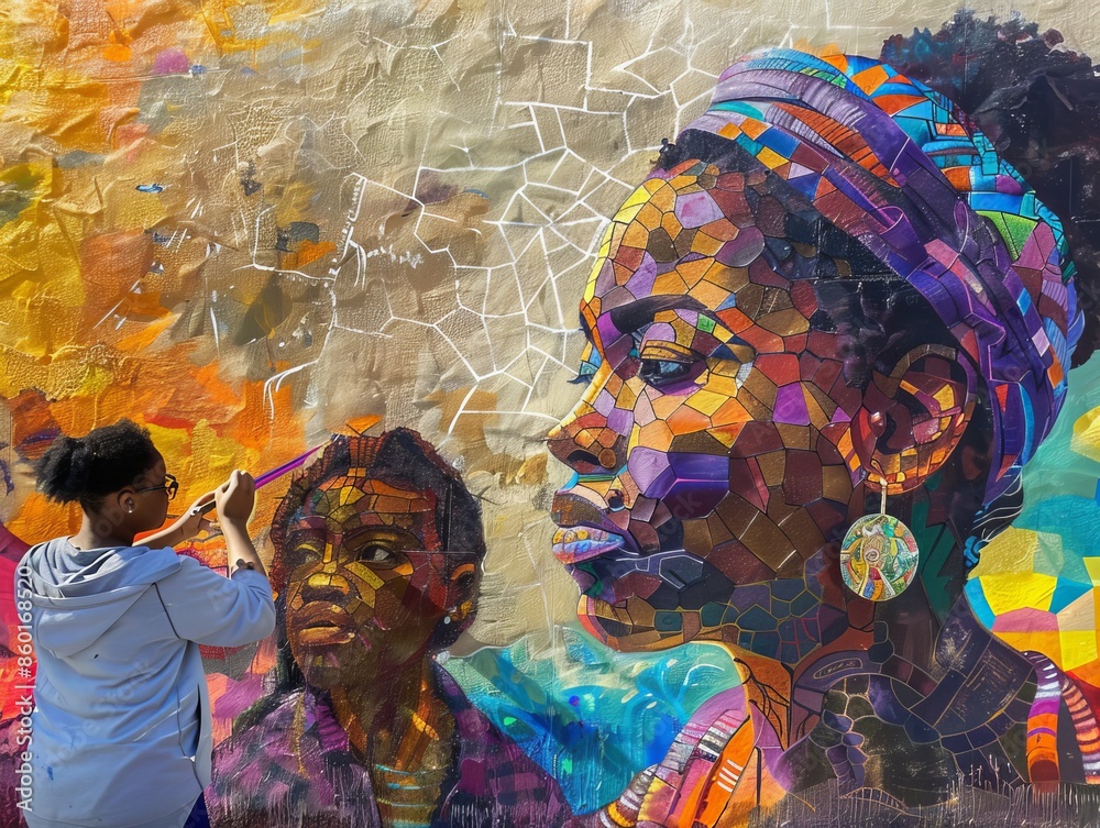 Obraz premium Juneteenth memorial mural celebrating community unity and remembrance