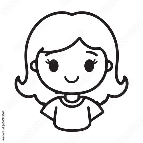 doll single Line Icon Vector Design outline