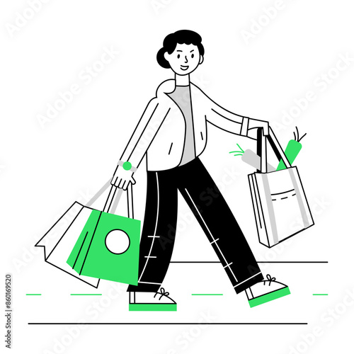 Modern line style mini illustration of buyer 

