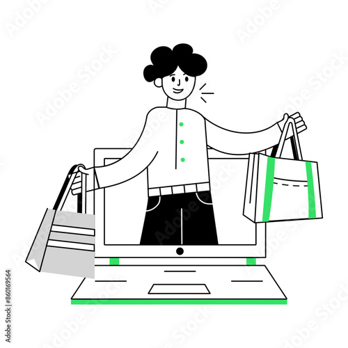 Premium outline mini illustration of e commerce 

