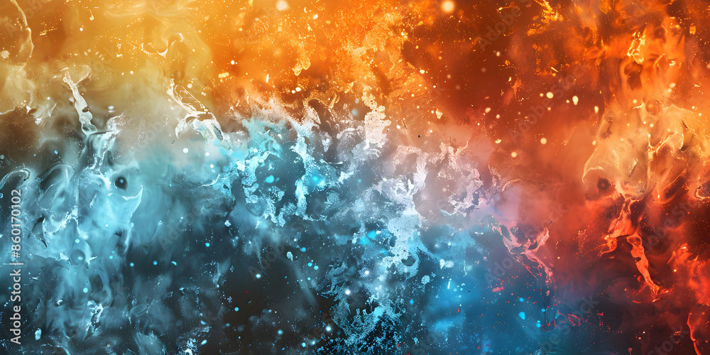 Fototapeta premium Abstract art of fire and ice colliding.
