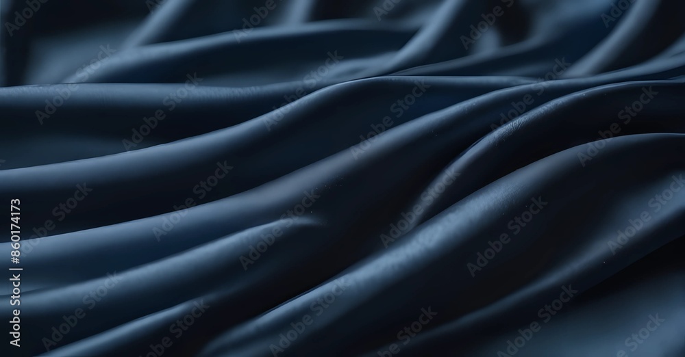 Rich Blue Hues and Subtle Sheen of Classic Blue Satin Silk Fabric. Macro shot Rich Blue Hues and Subtle Sheen of Classic Blue Satin Silk Fabric. Macro shot