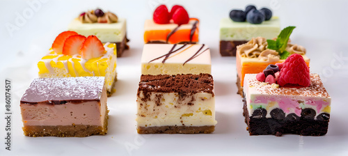 A variety of cheesecake bars with different flavors