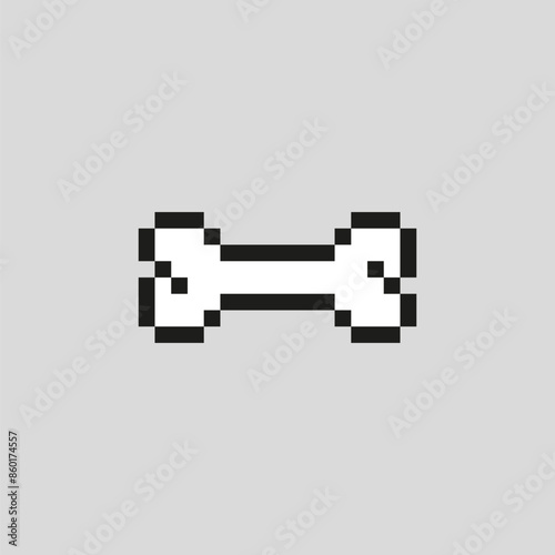 Pixel art bone, single icon dog bone in 8 bit, vector illustration on isolated background.