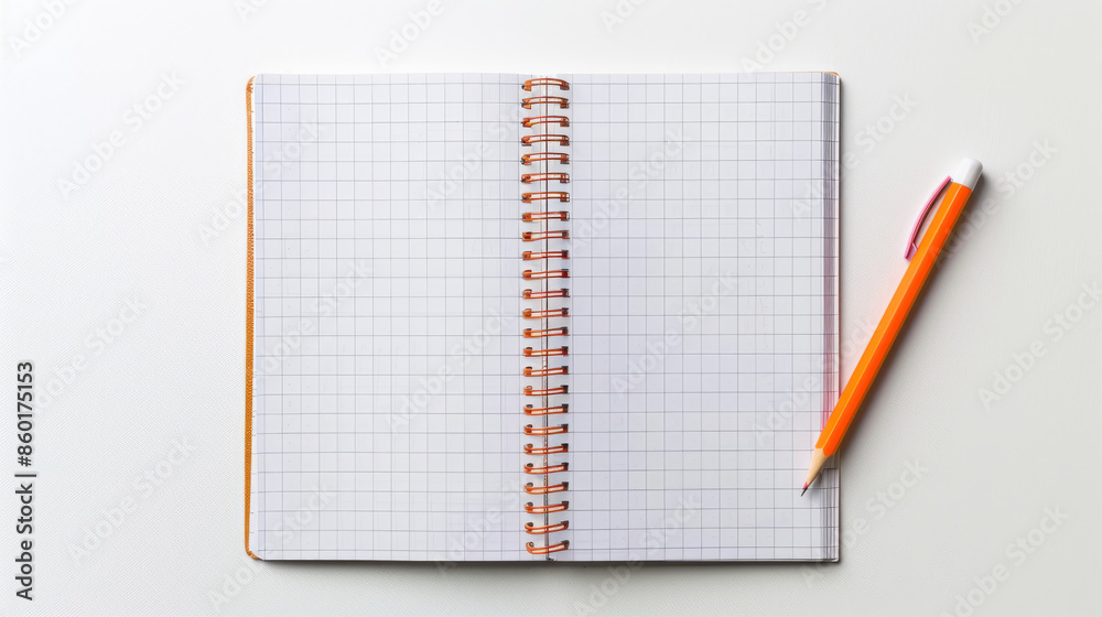 Notepad with blank pages and paper sheets on a white background. A school background with an open notebook. Notepad with blank pages and paper sheets on a white background. A school background with an open notebook.