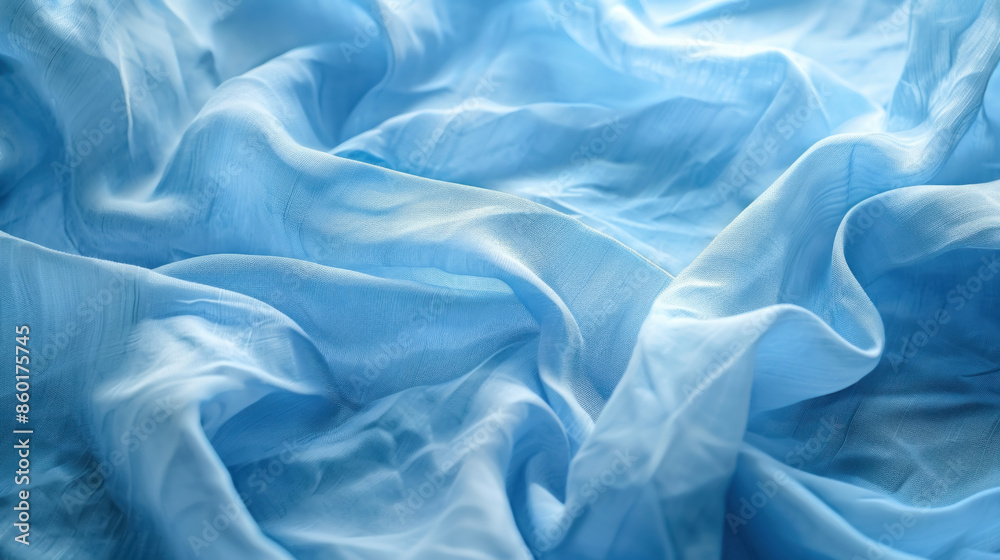 Crumpled Blue Fabric Texture on Dark Background Crumpled Blue Fabric Texture on Dark Background
