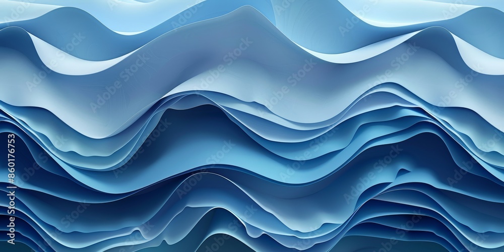 The image is a blue wave made of paper generated by AI The image is a blue wave made of paper generated by AI