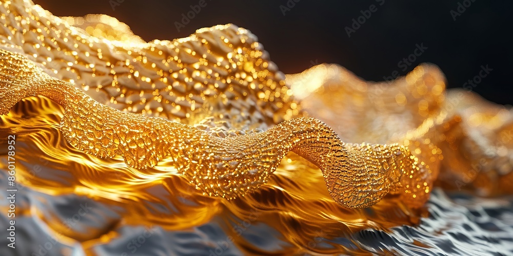 Fototapeta premium Abstract Golden Wave in Dawn Light with Textured Surface