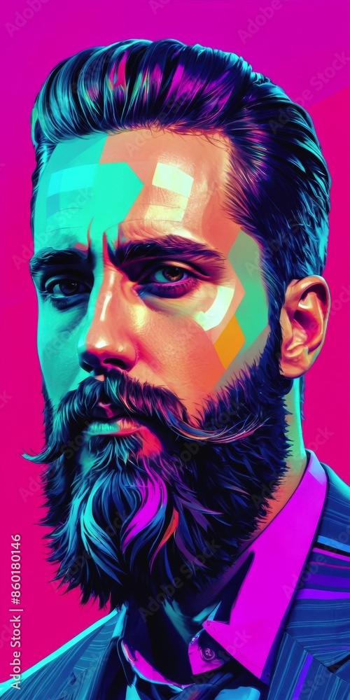 Fototapeta premium World Beard Day, a brutal man, a guy with a stylish beard. The bearded man