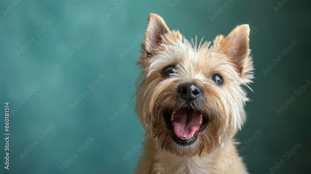 Joyful White Terrier, Westie. Isolated against a vibrant blue background. Canine. Dog. Pet. Joyful White Terrier, Westie. Isolated against a vibrant blue background. Canine. Dog. Pet.